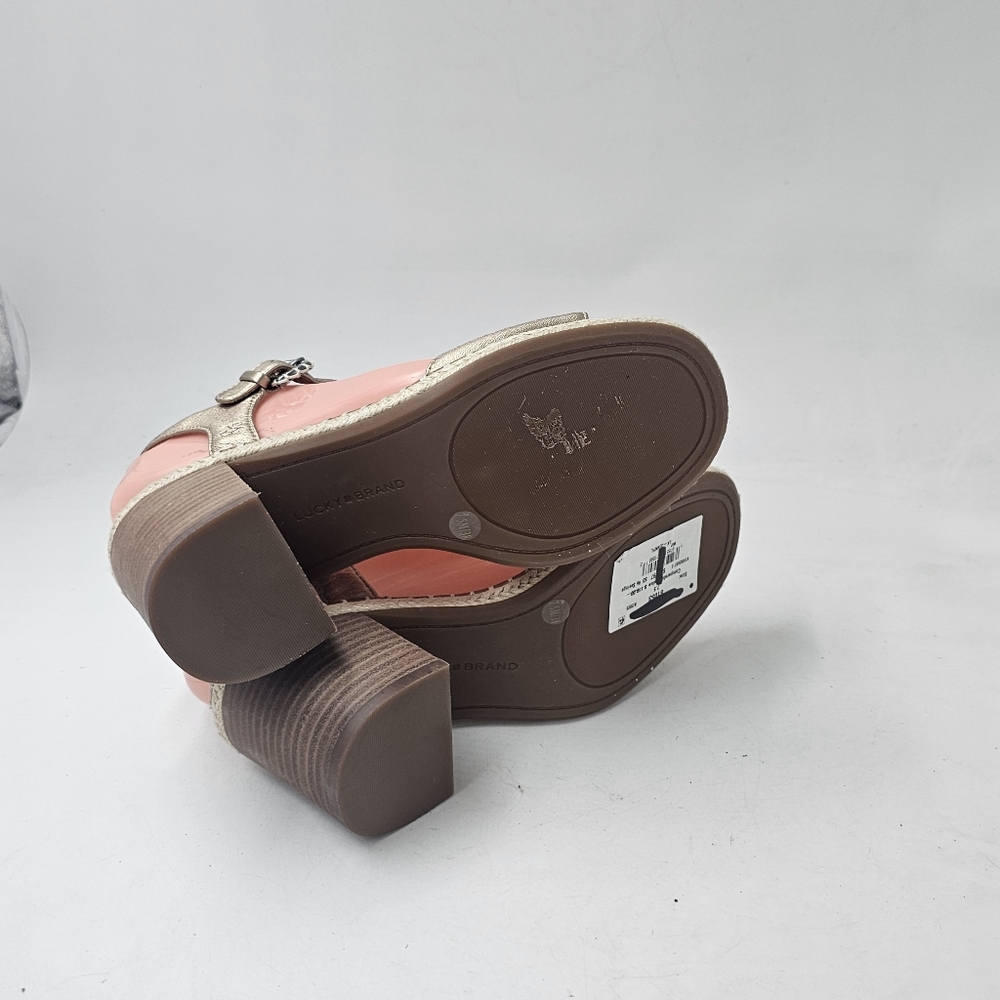 Lucky Brand Jennyl Metallic Espadrille Block Heel Sandals Stardust Size 7.5 - Picture 7 of 10